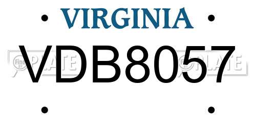 VDB8057 Virginia License Plate