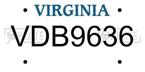 VDB9636 Virginia License Plate