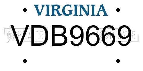 VDB9669 Virginia License Plate