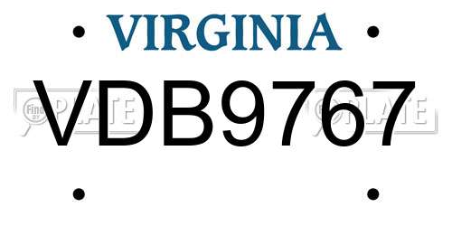 VDB9767 Virginia License Plate