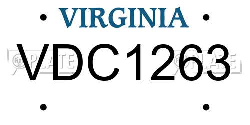 VDC1263 Virginia License Plate