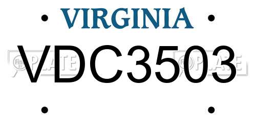 VDC3503 Virginia License Plate