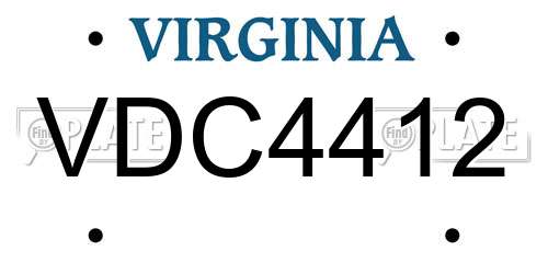 VDC4412 Virginia License Plate