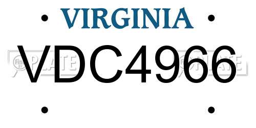 VDC4966 Virginia License Plate
