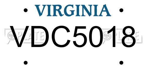 VDC5018 Virginia License Plate