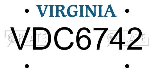VDC6742 Virginia License Plate