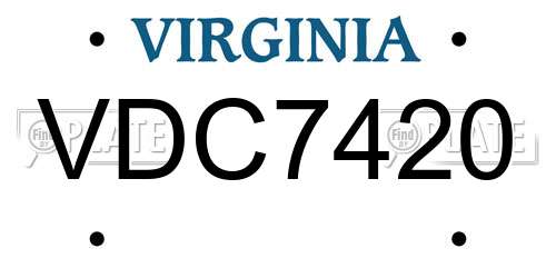 VDC7420 Virginia License Plate
