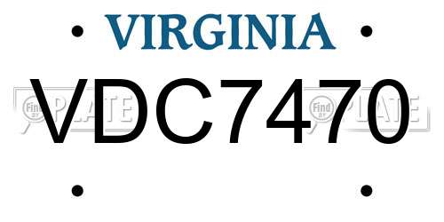 VDC7470 Virginia License Plate