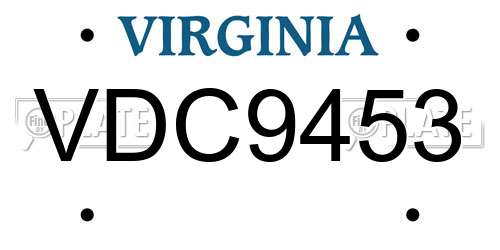 VDC9453 Virginia License Plate