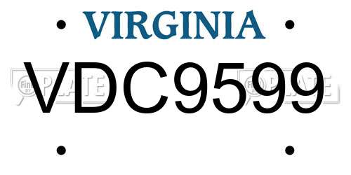 VDC9599 Virginia License Plate