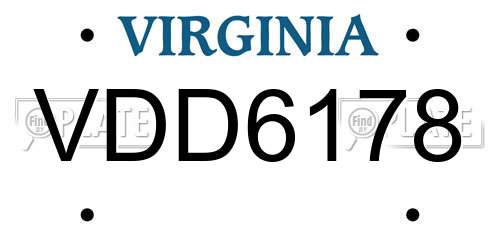 VDD6178 Virginia License Plate