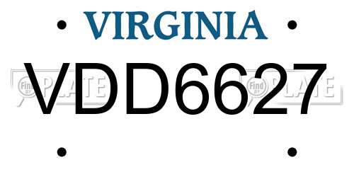 VDD6627 Virginia License Plate
