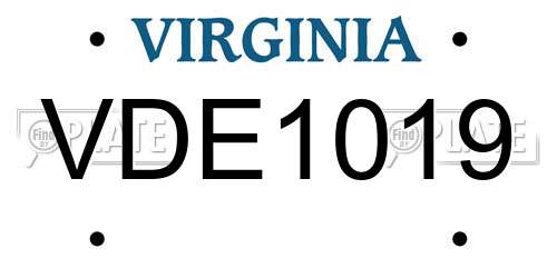 VDE1019 Virginia License Plate
