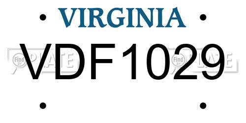 VDF1029 Virginia License Plate