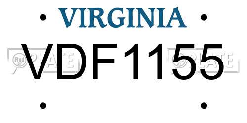 VDF1155 Virginia License Plate