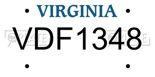 VDF1348 Virginia License Plate