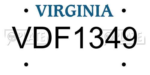 VDF1349 Virginia License Plate