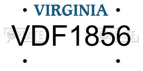 VDF1856 Virginia License Plate