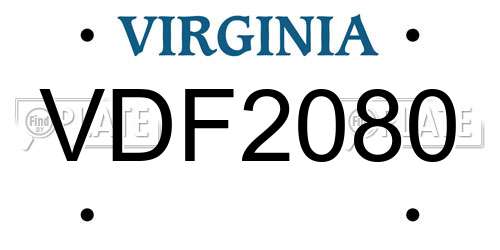 VDF2080 Virginia License Plate
