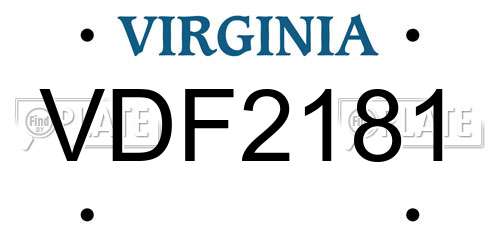 VDF2181 Virginia License Plate