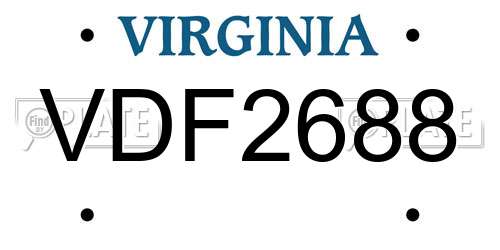 VDF2688 Virginia License Plate
