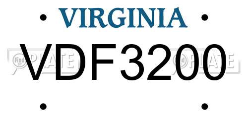 VDF3200 Virginia License Plate