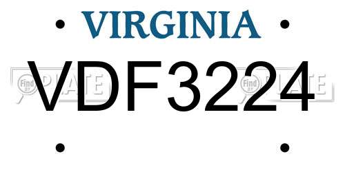 VDF3224 Virginia License Plate