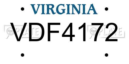 VDF4172 Virginia License Plate