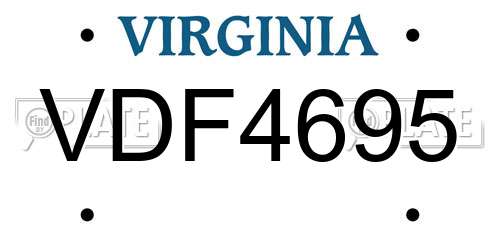 VDF4695 Virginia License Plate