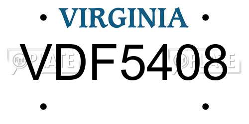VDF5408 Virginia License Plate