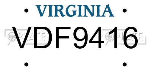 VDF9416 Virginia License Plate