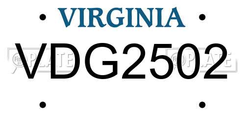 VDG2502 Virginia License Plate