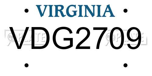 VDG2709 Virginia License Plate