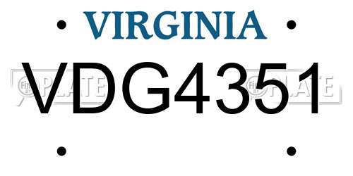 VDG4351 Virginia License Plate