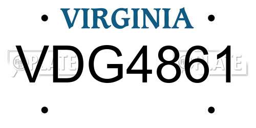 VDG4861 Virginia License Plate