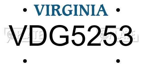 VDG5253 Virginia License Plate