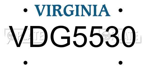 VDG5530 Virginia License Plate