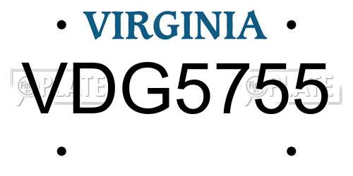 VDG5755 Virginia License Plate