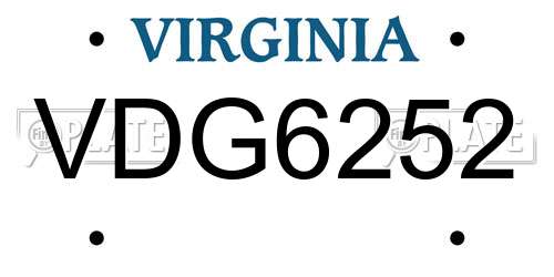 VDG6252 Virginia License Plate