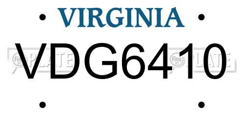 VDG6410 Virginia License Plate