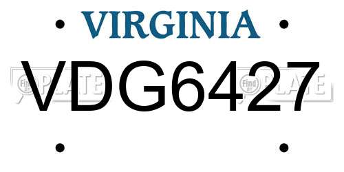 VDG6427 Virginia License Plate