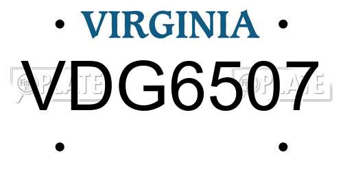 VDG6507 Virginia License Plate