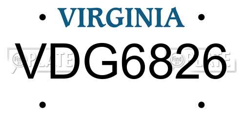 VDG6826 Virginia License Plate