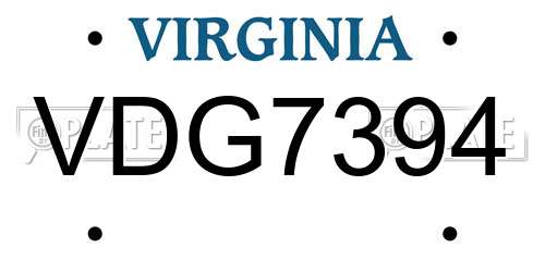 VDG7394 Virginia License Plate