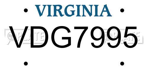 VDG7995 Virginia License Plate