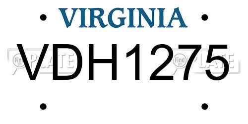 VDH1275 Virginia License Plate