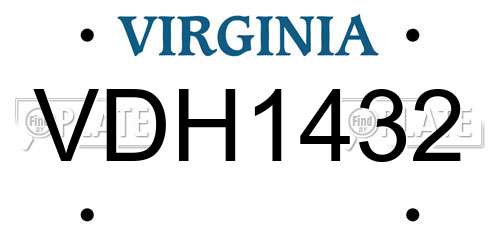 VDH1432 Virginia License Plate