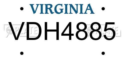 VDH4885 Virginia License Plate