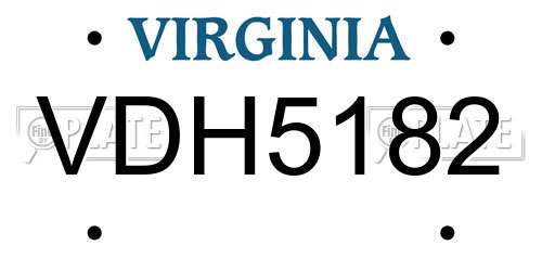 VDH5182 Virginia License Plate