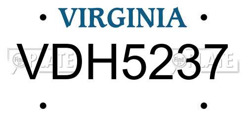 VDH5237 Virginia License Plate